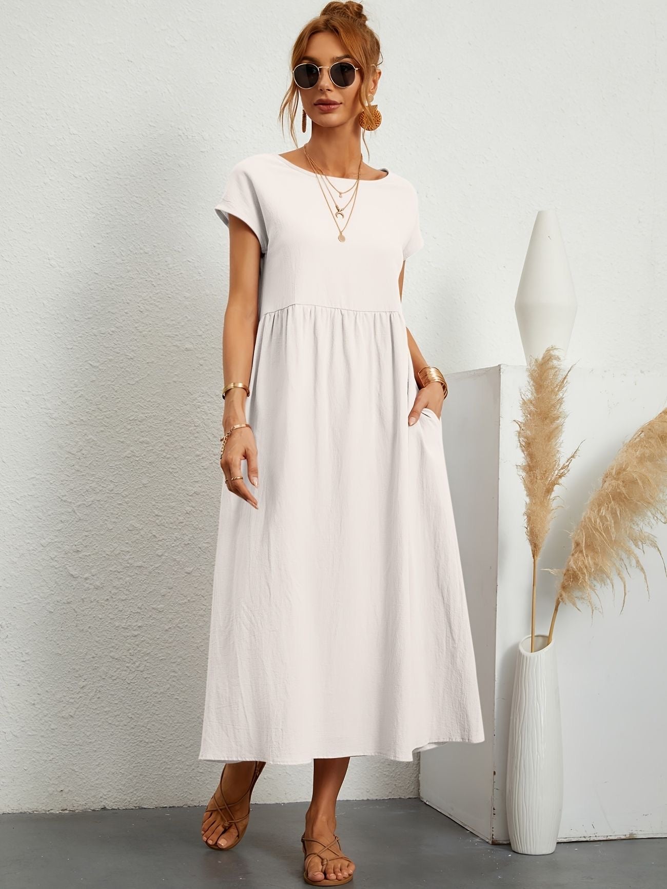 Camell - Kleid mit Rundhalsausschnitt