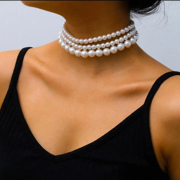 Perlen Choker Set - (3-teiliges) Perlenhalsband
