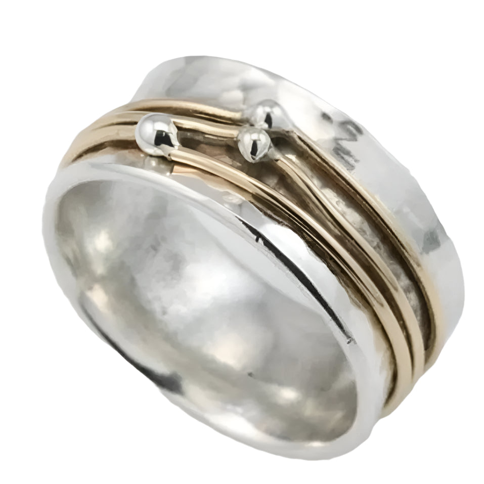 Brillante Gracia – Anillo vintage von Gold und Silber mit leuchtender Oberfläche