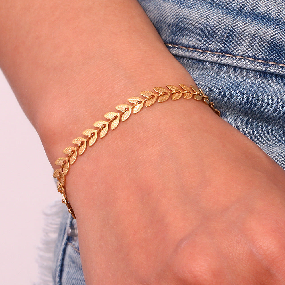 Delaida - Armband aus Gold mit Blatt
