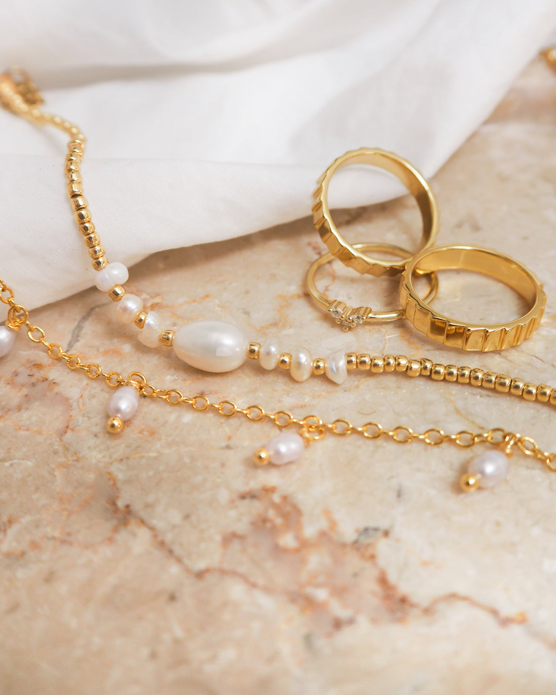 Kette aus Süßwasser-Gold für den Knöchel