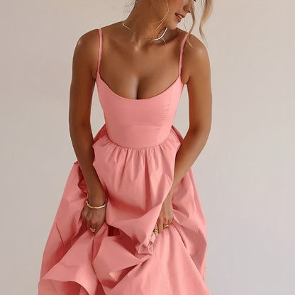 Fabiana - Damenkleid mit schmalen Trägern und Rüschendetails