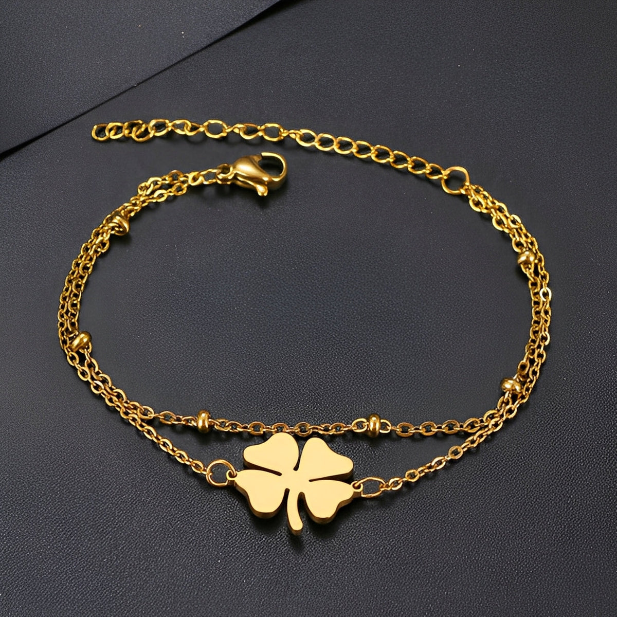 Sanya – Armband Kleeblatt Gold und Silber