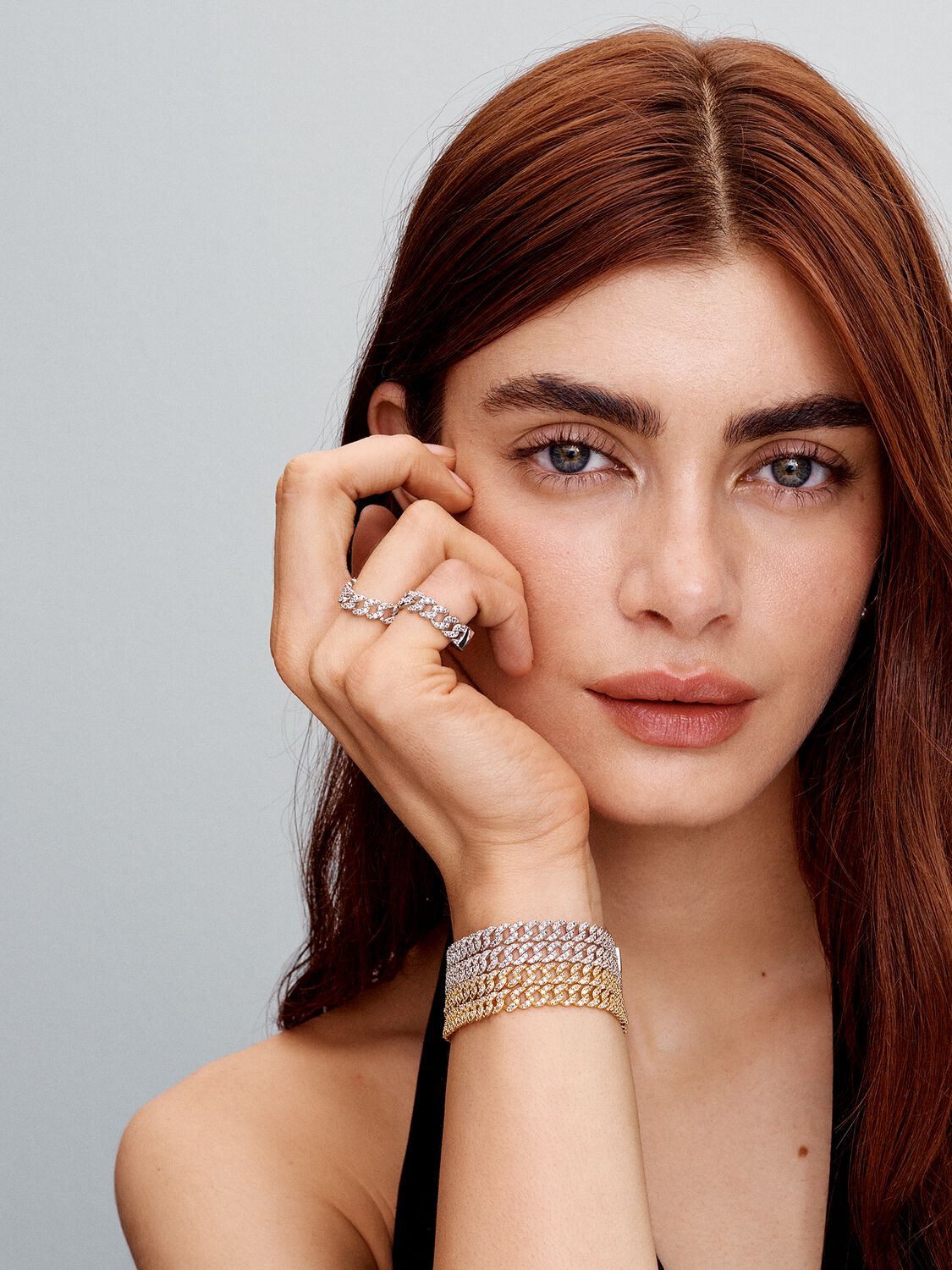 Soraya – Pulsera cadena cubana de moissanita oro 18K