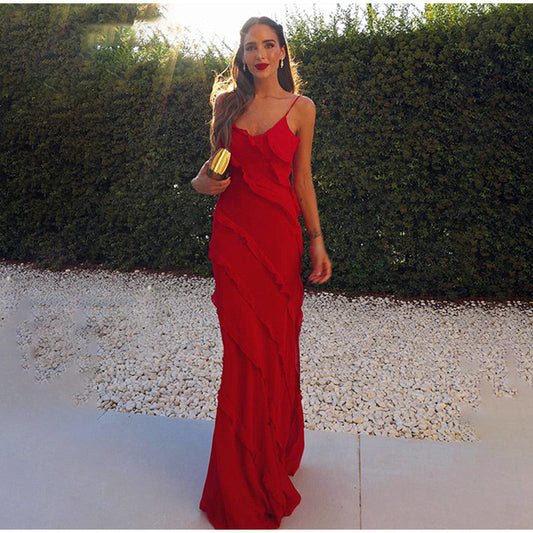 Everly - Maxikleid ohne Ärmel mit Rüschen