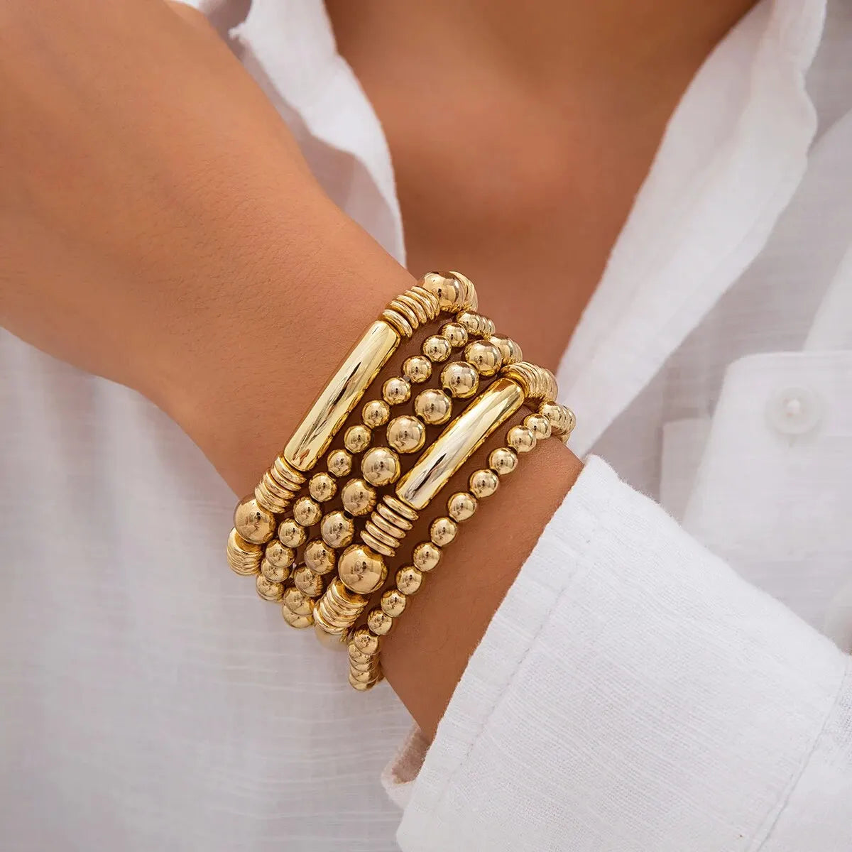 Mira – Set von 5 stapelbaren Perlenarmbändern