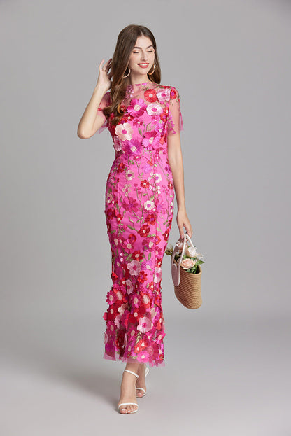 Andrea - Durchsichtiges Maxikleid mit zarter Stickerei