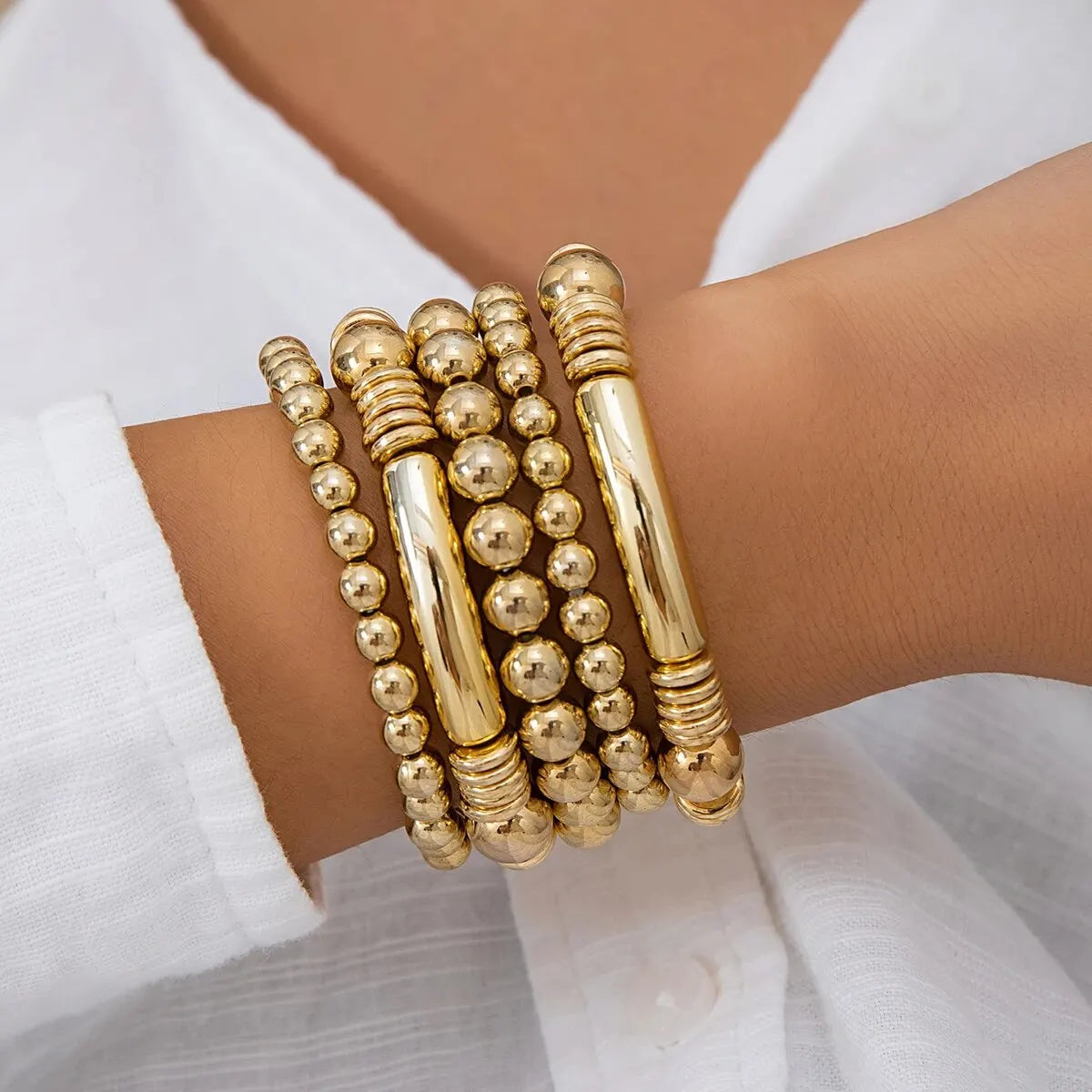 Mira – Set von 5 stapelbaren Perlenarmbändern