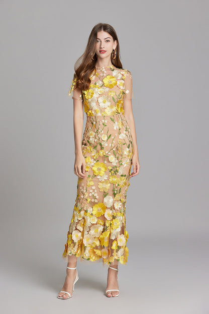 Andrea - Durchsichtiges Maxikleid mit zarter Stickerei