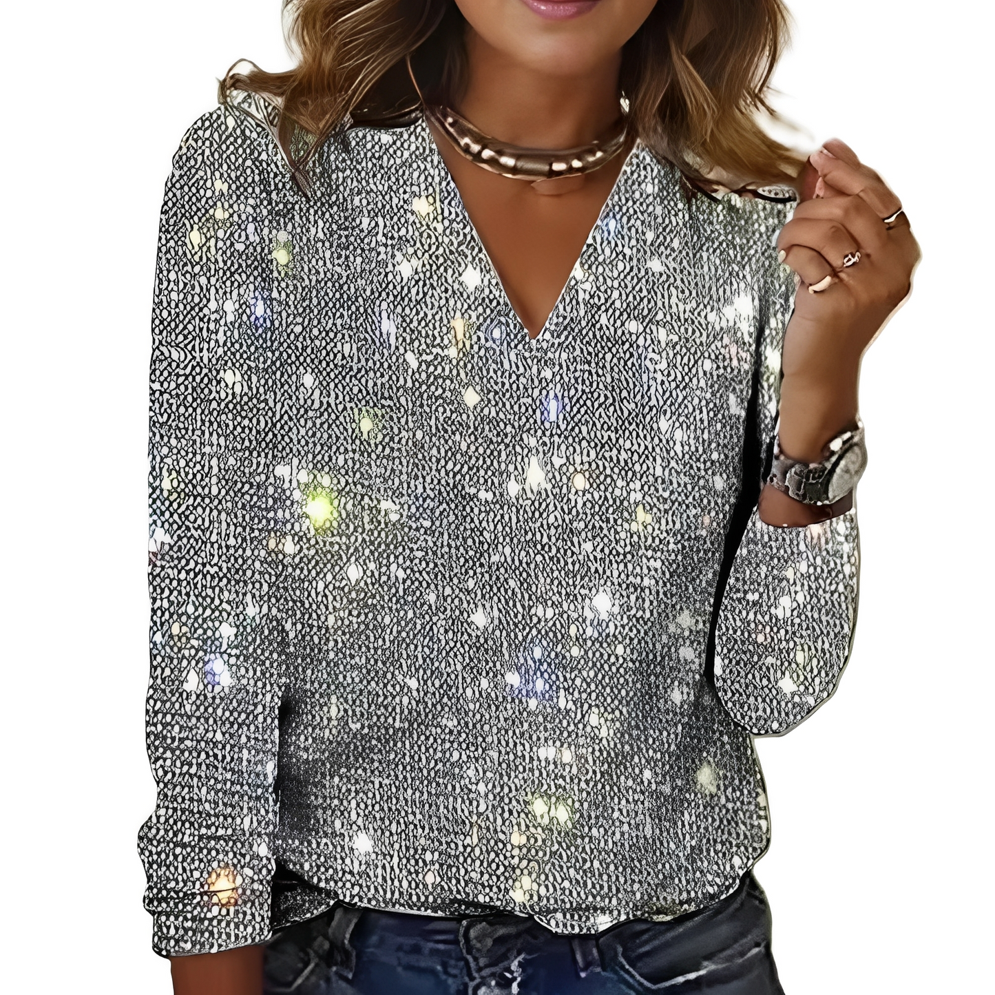 Caroline - Elegante, glitzernde Damenbluse