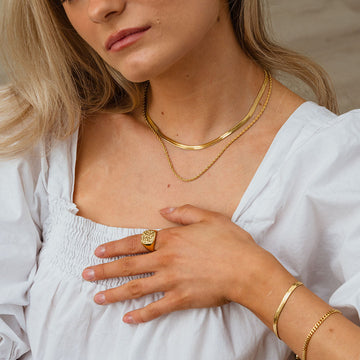 Tiana – Geflochtene Kette & flache Schlangenkette vergoldet in 18K