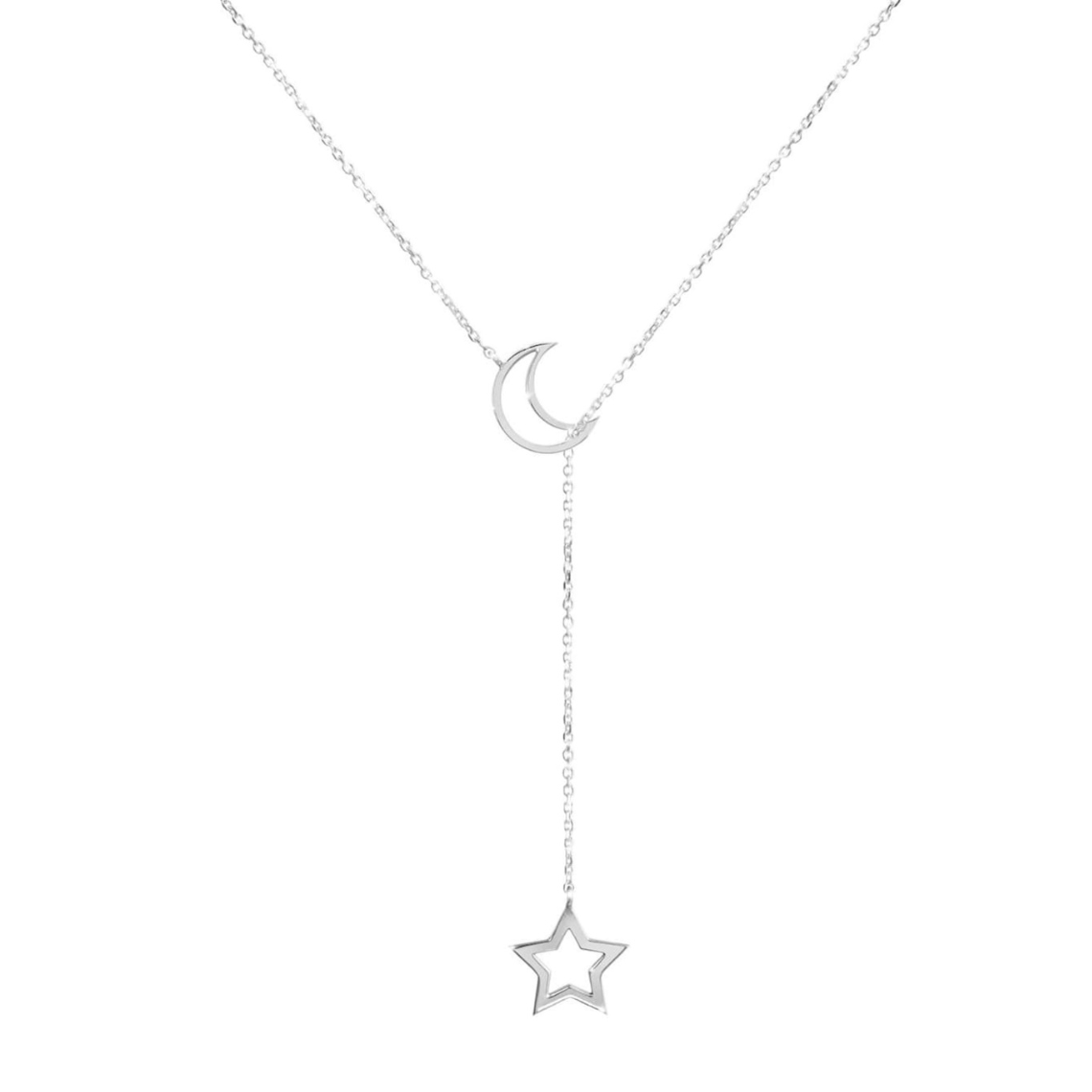 Mond und Stern - Halskette im Lariat-Stil