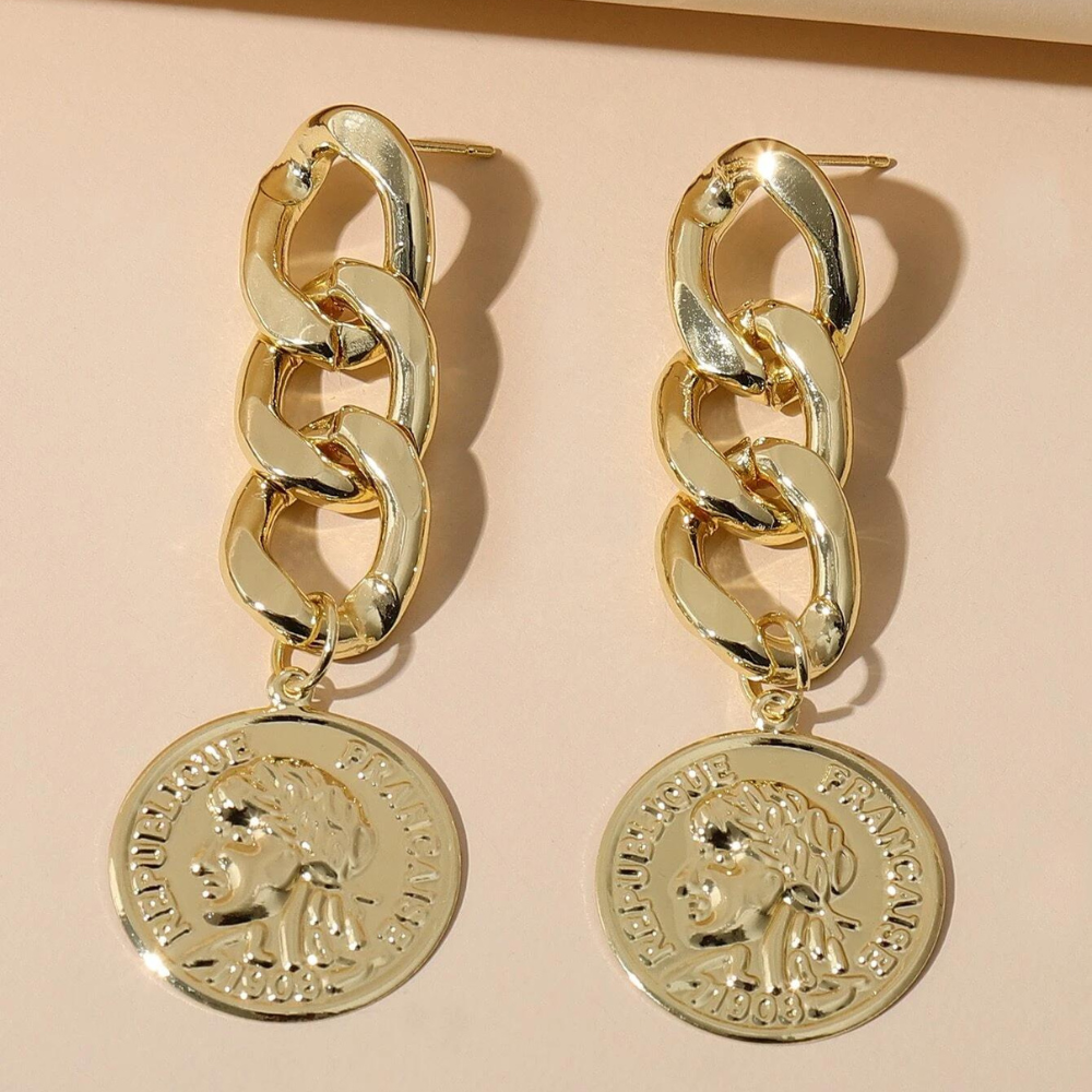 Ohrringe aus Münzkette - Goldene Ohrringe