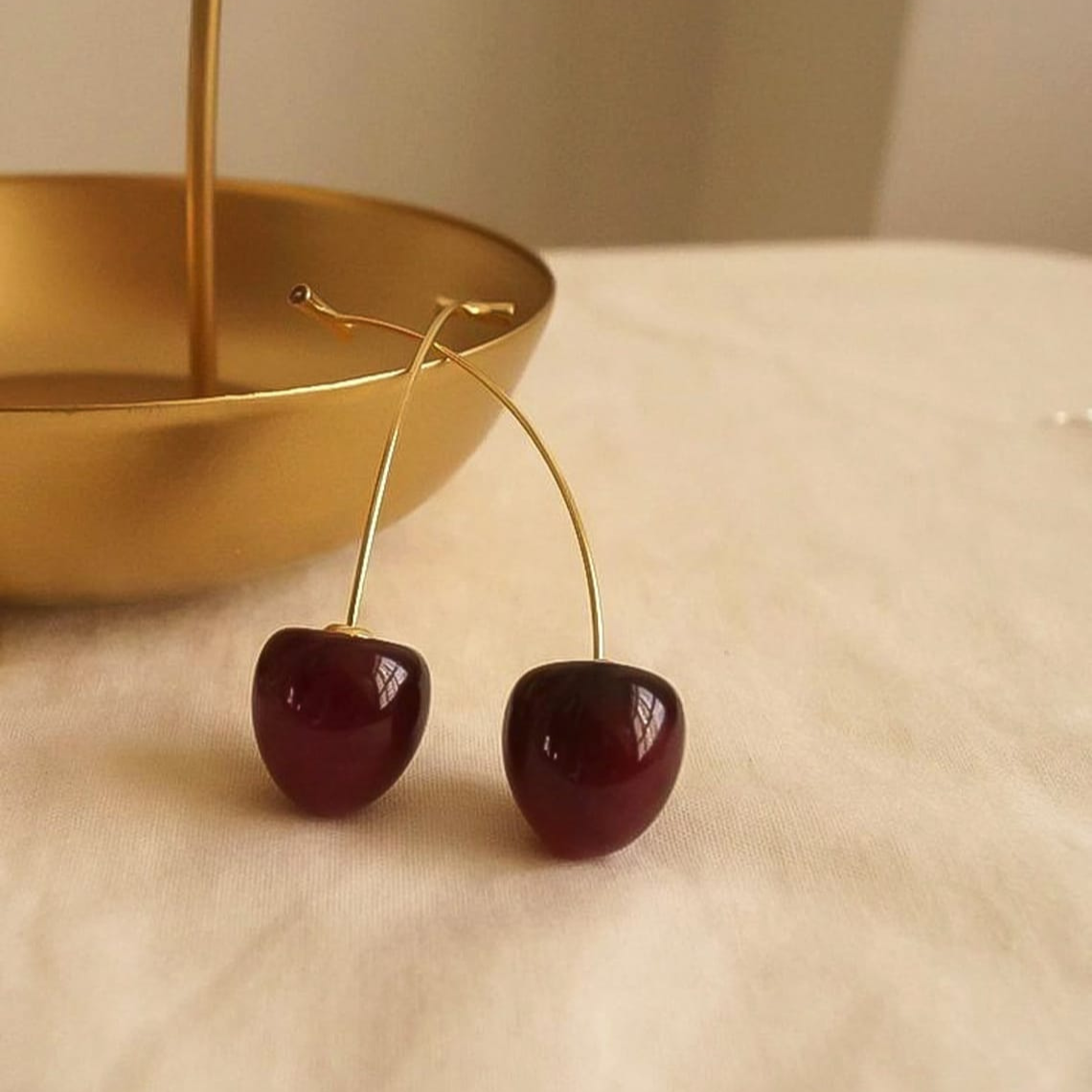 Ohrringe aus dunkler Kirsche - Lange Tropfenohrringe