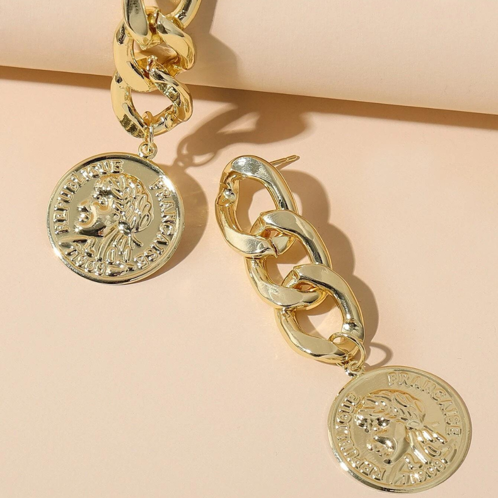 Ohrringe aus Münzkette - Goldene Ohrringe