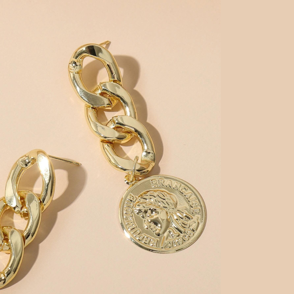 Ohrringe aus Münzkette - Goldene Ohrringe