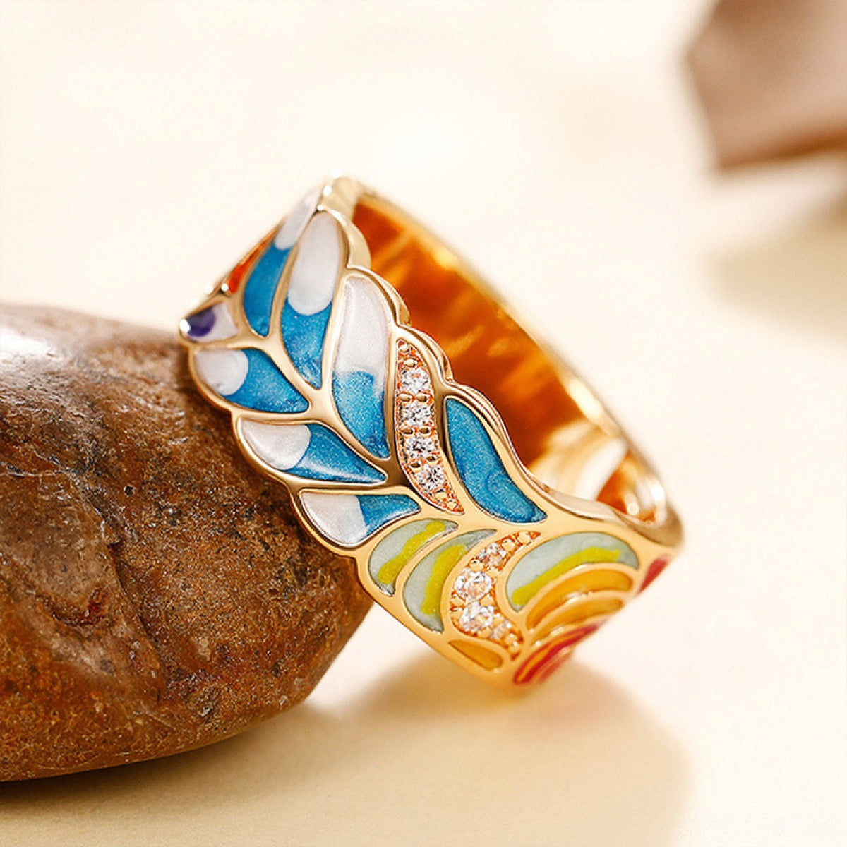 Isolde – Anillo mit handgemalten Blumen