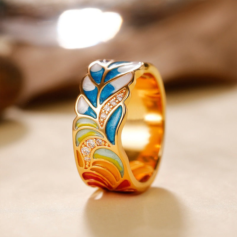 Isolde – Anillo mit handgemalten Blumen