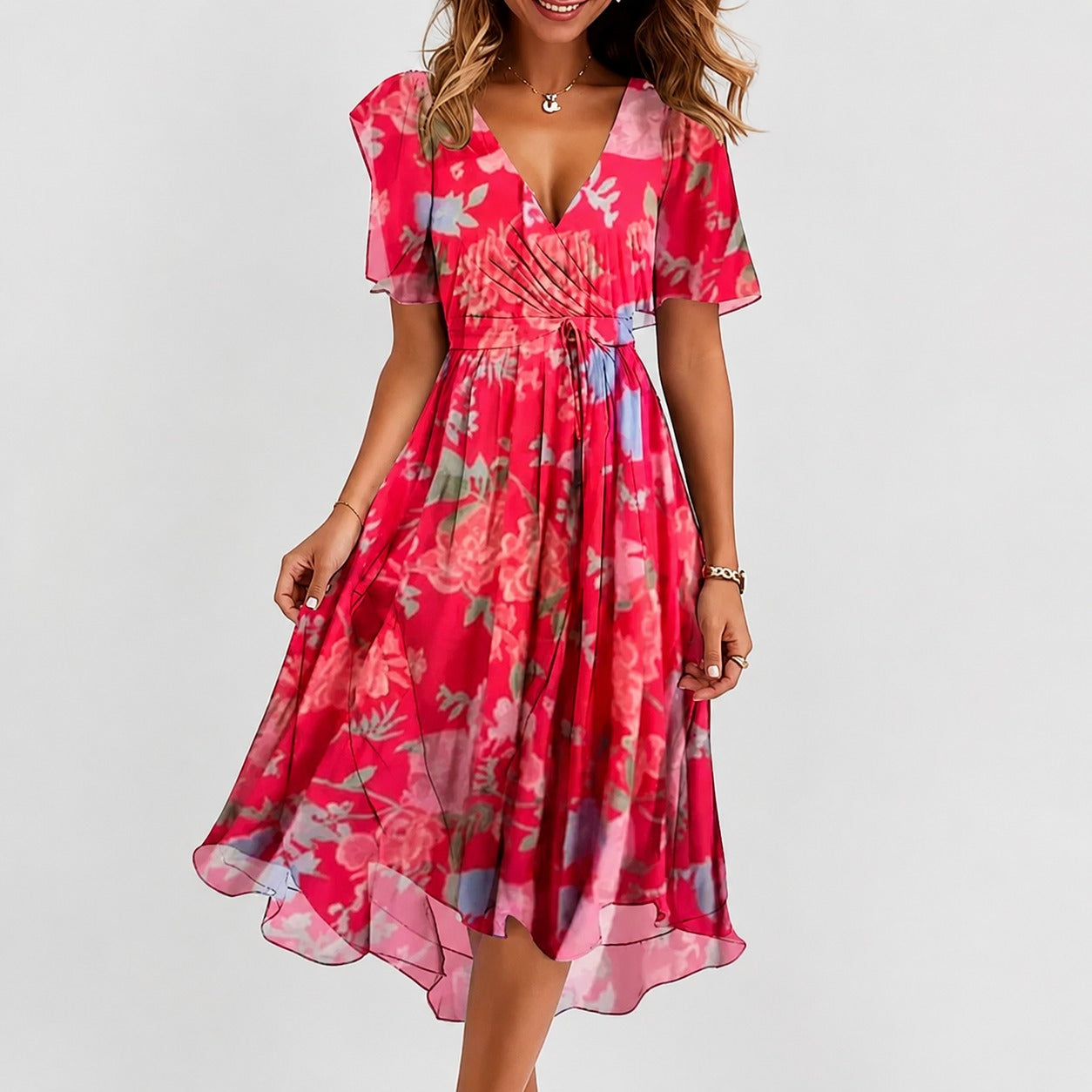 Annegret - Elegantes Damenkleid mit V-Ausschnitt