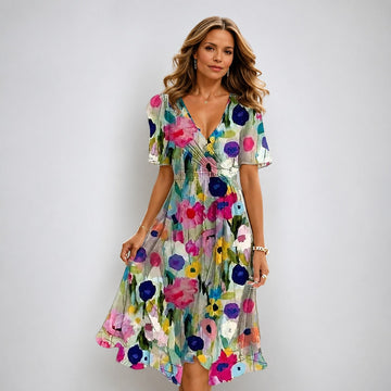 Annegret - Elegantes Damenkleid mit V-Ausschnitt