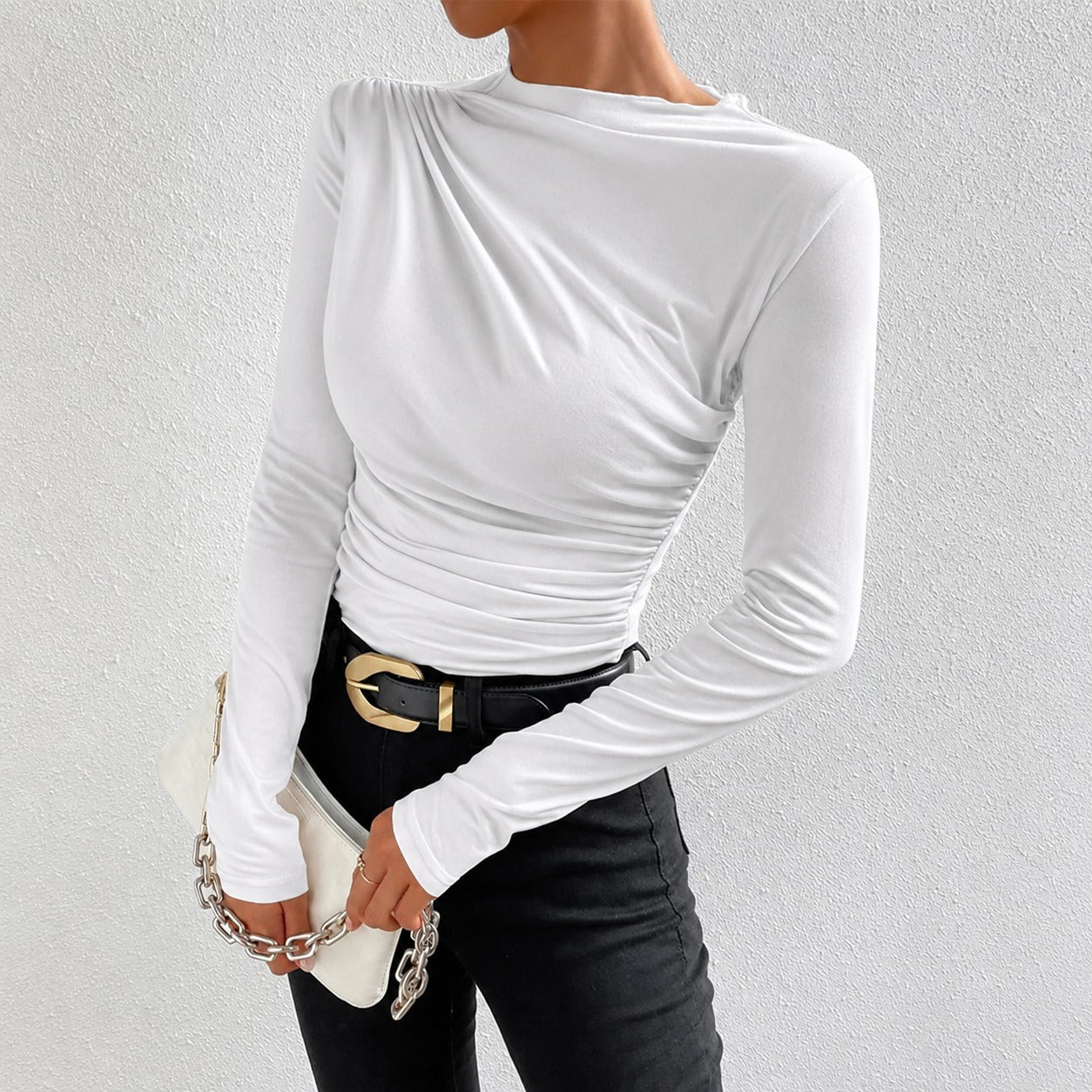 Livia - Figurbetontes Langarmshirt mit Rüschen