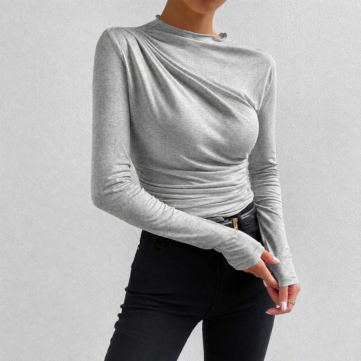 Livia - Figurbetontes Langarmshirt mit Rüschen