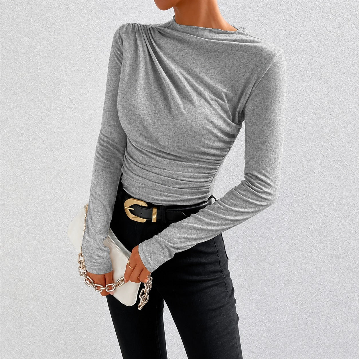 Livia - Figurbetontes Langarmshirt mit Rüschen