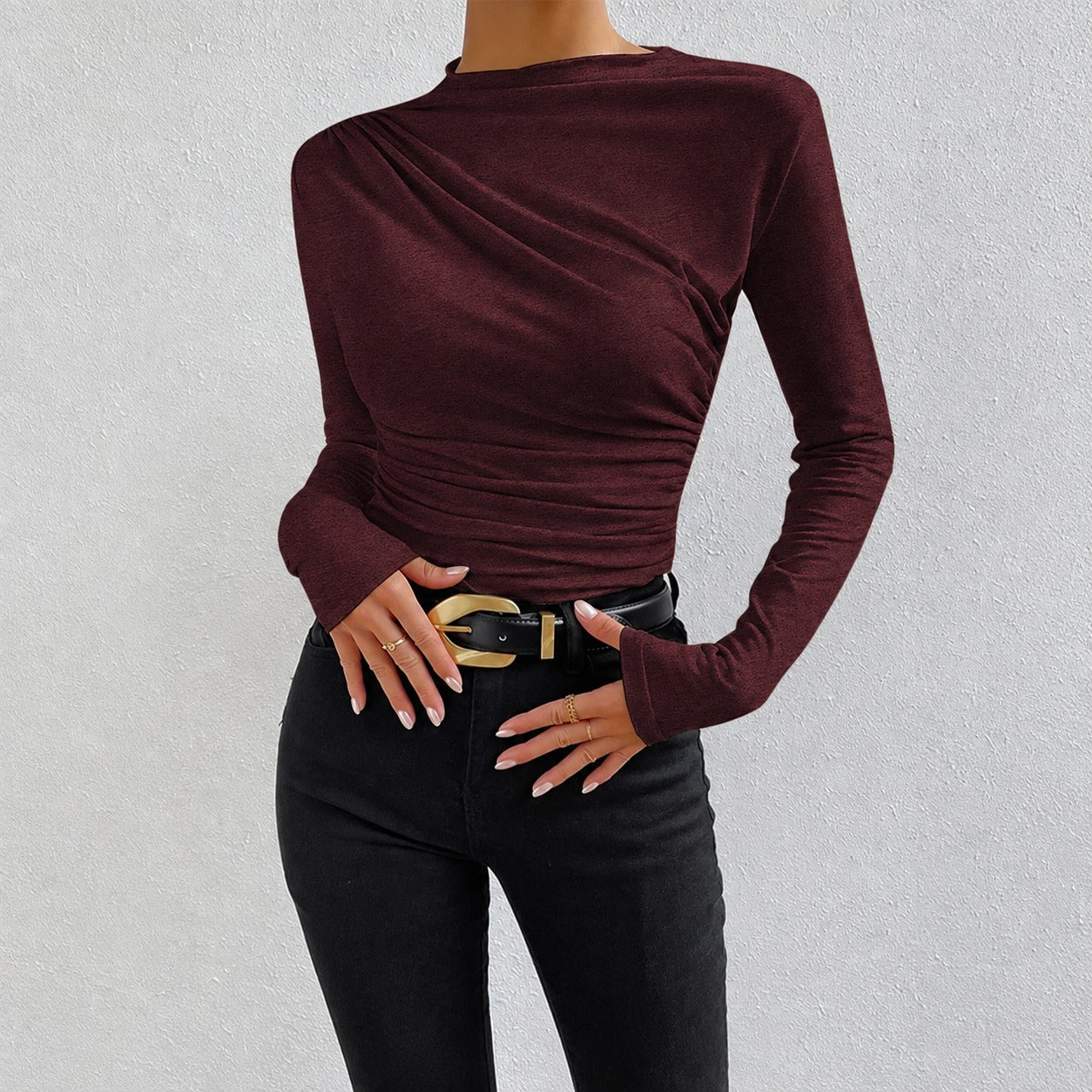 Livia - Figurbetontes Langarmshirt mit Rüschen