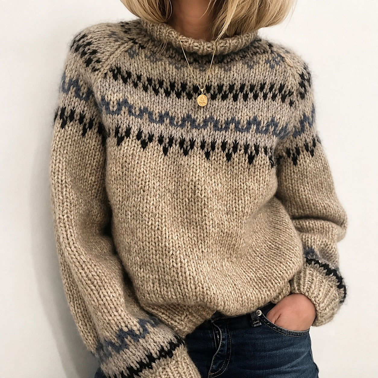 Oona - Gemütlicher Rollkragenpullover im Stil Islands