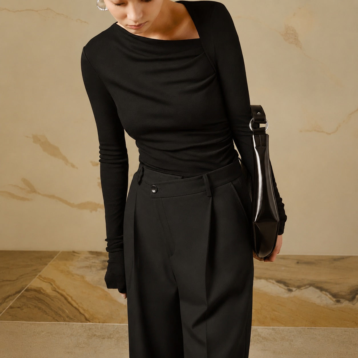 Selina - Figurbetontes Langarmshirt mit Struktur