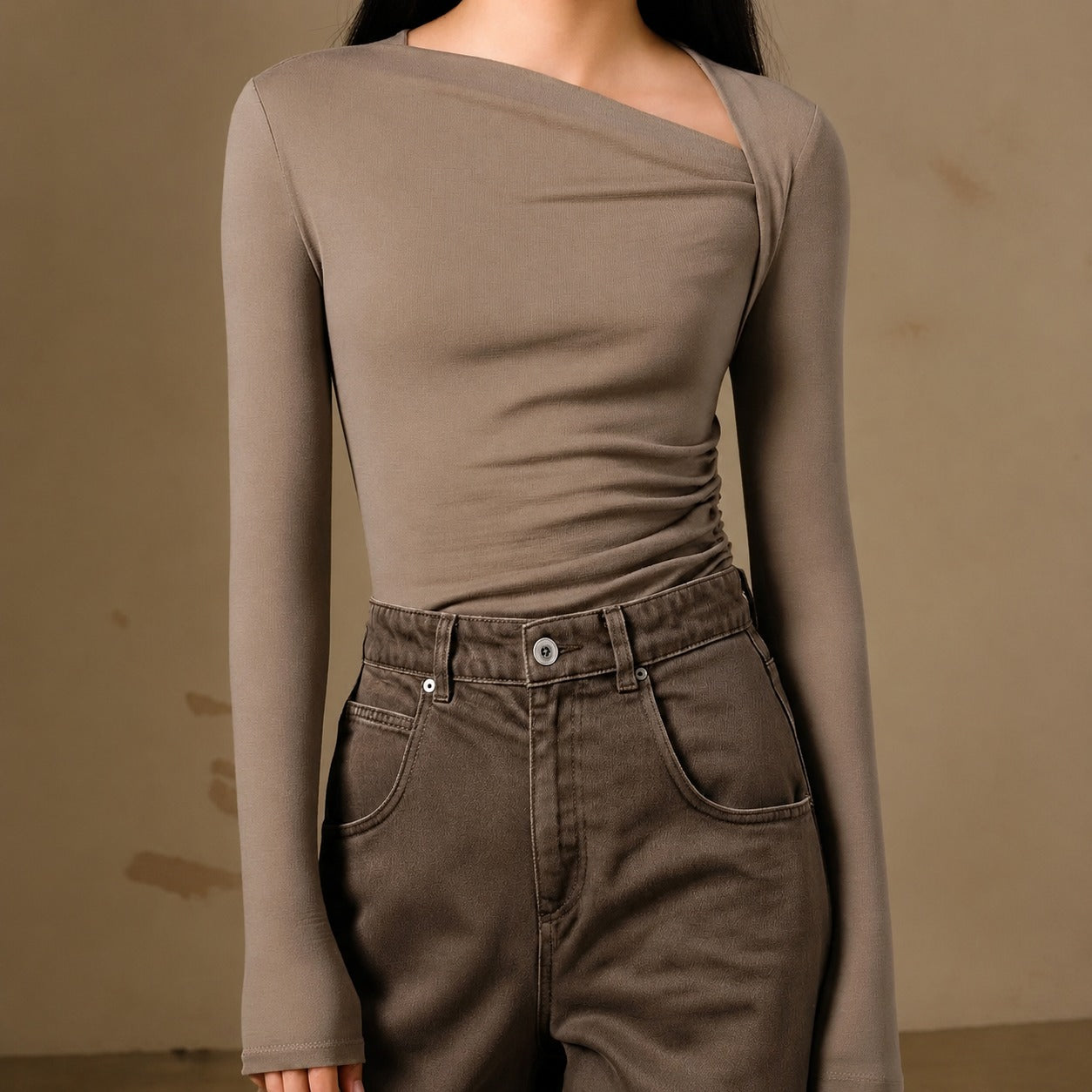 Selina - Figurbetontes Langarmshirt mit Struktur
