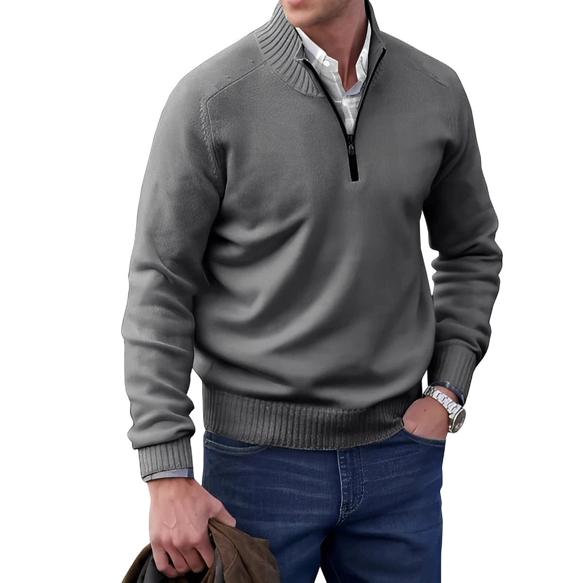 Gabriel - Angenehmer Herrenpullover mit Zipper