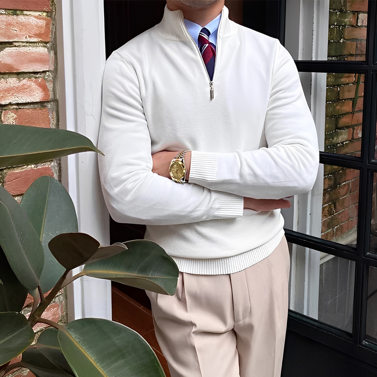 Sean - Komfortabler Pulli mit Halbzip
