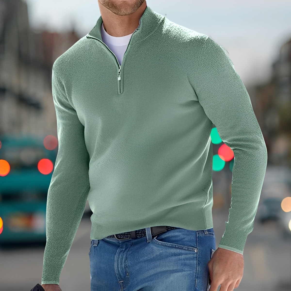 Carlo - Gemütlicher Pullover mit halbem Reißverschluss