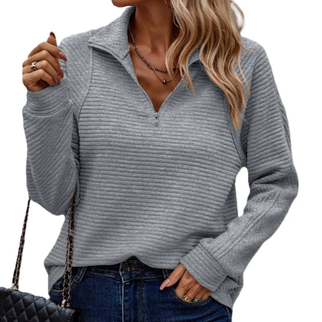 Zennia - Komfortabler Pullover mit teilweisem Reißverschluss