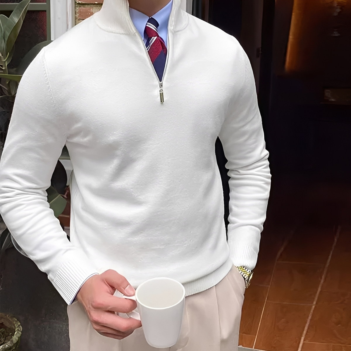 Sean - Komfortabler Pulli mit Halbzip