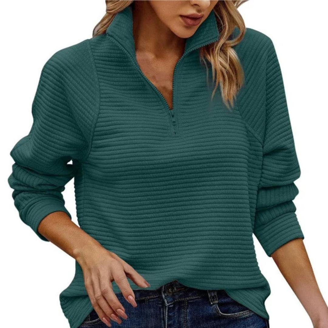 Zennia - Komfortabler Pullover mit teilweisem Reißverschluss
