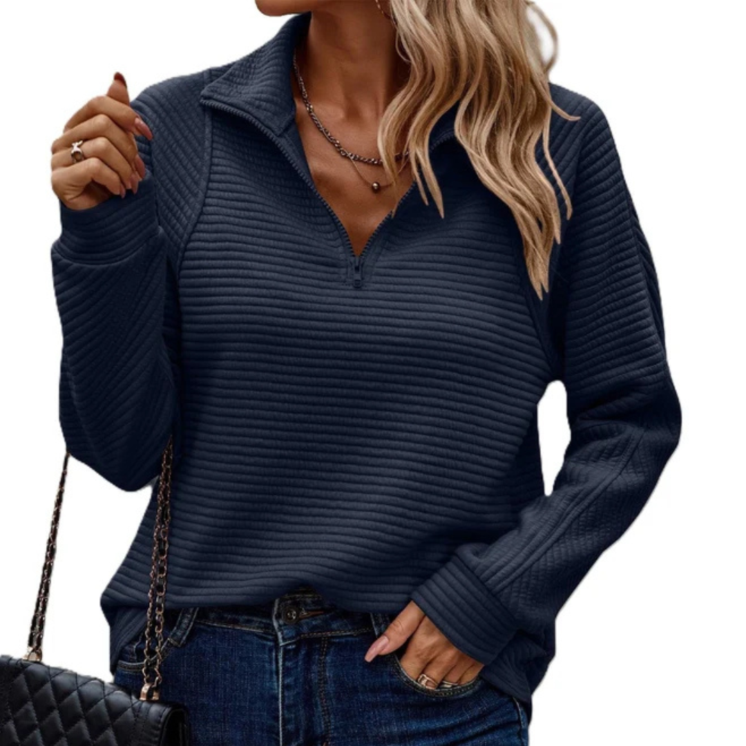 Zennia - Komfortabler Pullover mit teilweisem Reißverschluss