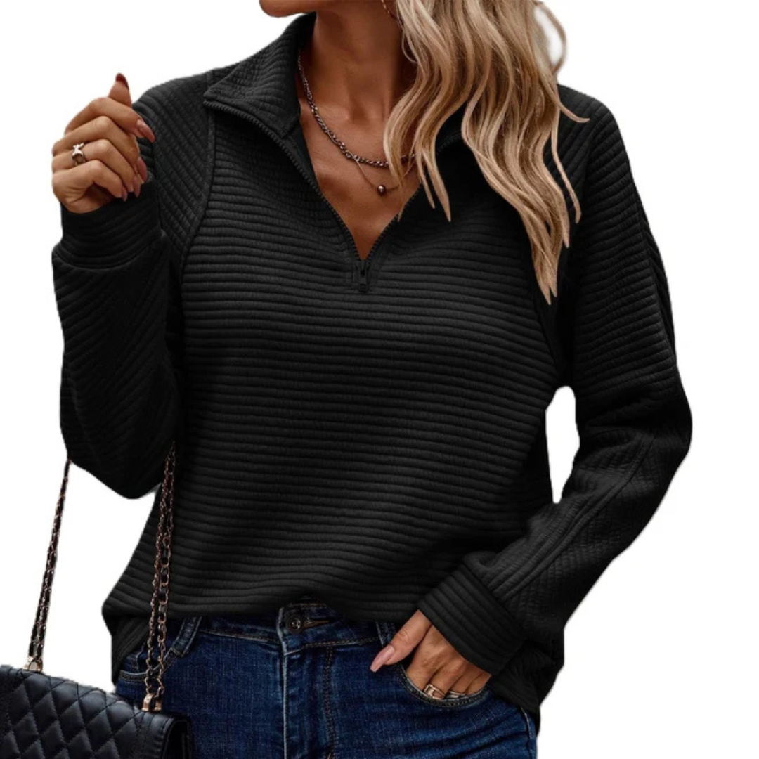 Zennia - Komfortabler Pullover mit teilweisem Reißverschluss