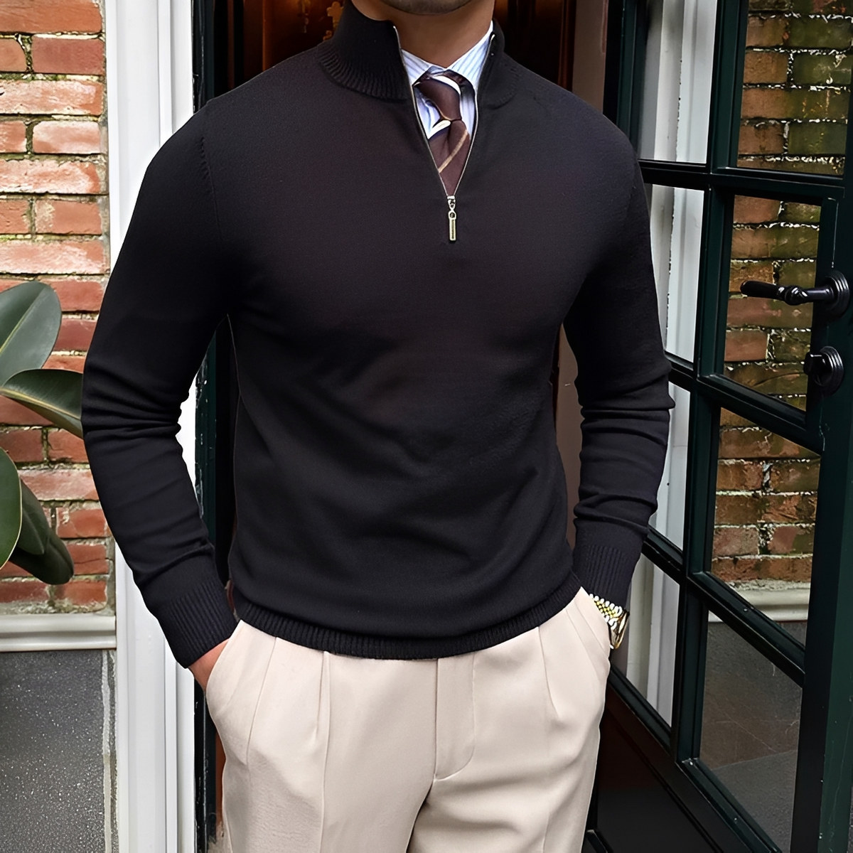 Sean - Komfortabler Pulli mit Halbzip