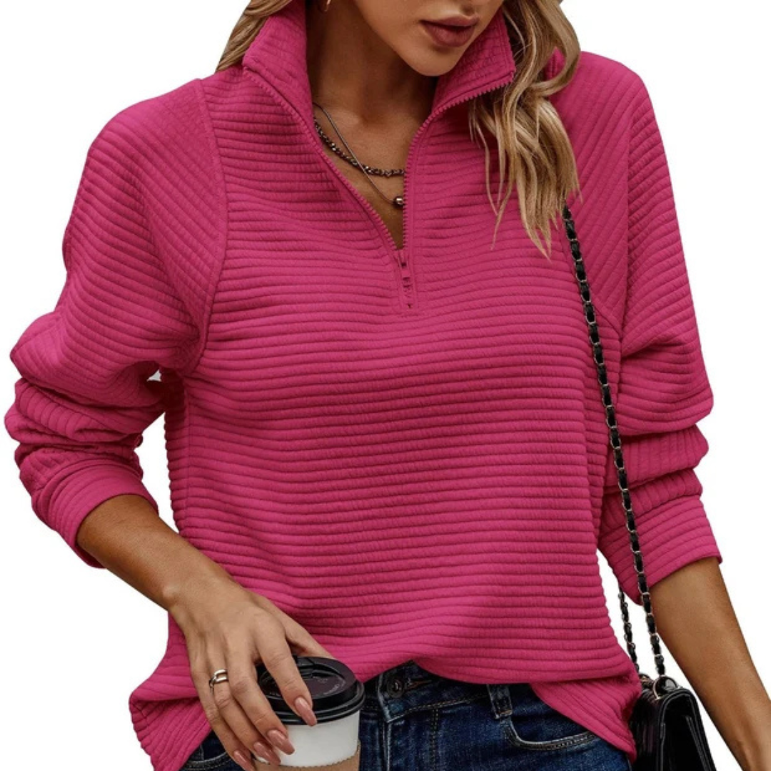 Zennia - Komfortabler Pullover mit teilweisem Reißverschluss