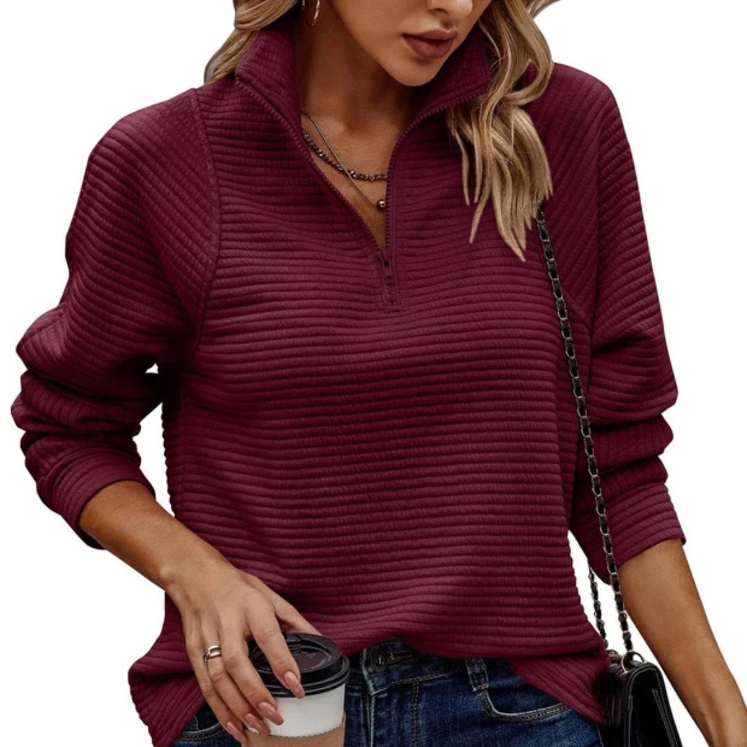 Zennia - Komfortabler Pullover mit teilweisem Reißverschluss