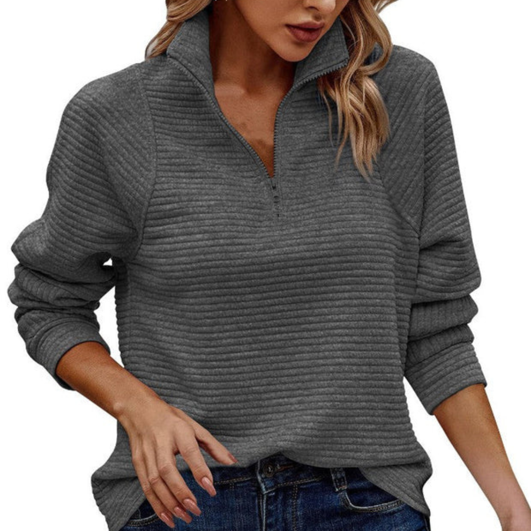 Zennia - Komfortabler Pullover mit teilweisem Reißverschluss