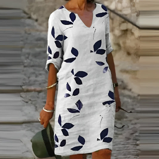 Amanda - Sommerkleid mit einfarbigem Druck