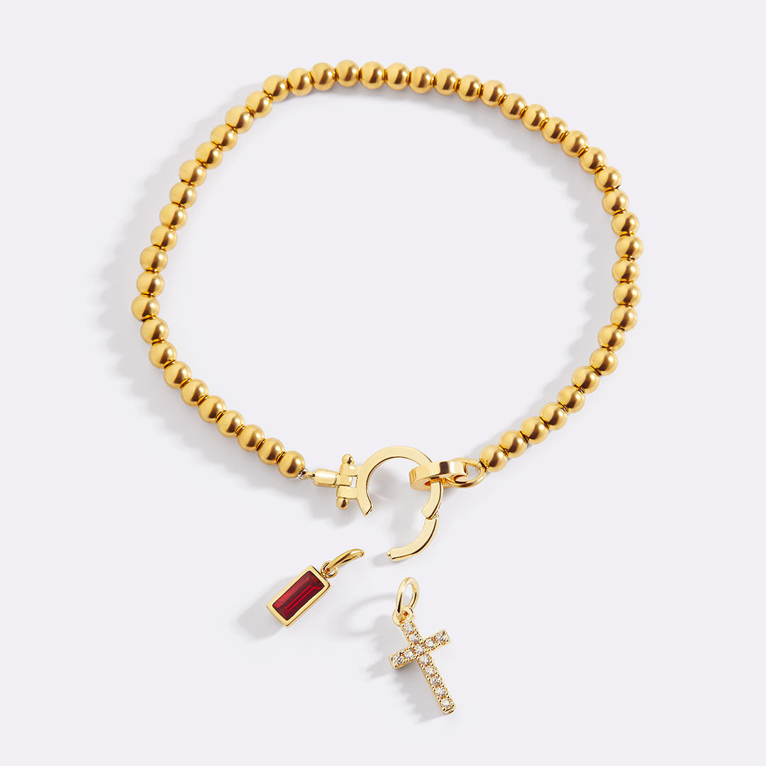Eli – Armband mit Geburtsstein und Kreuzanhänger