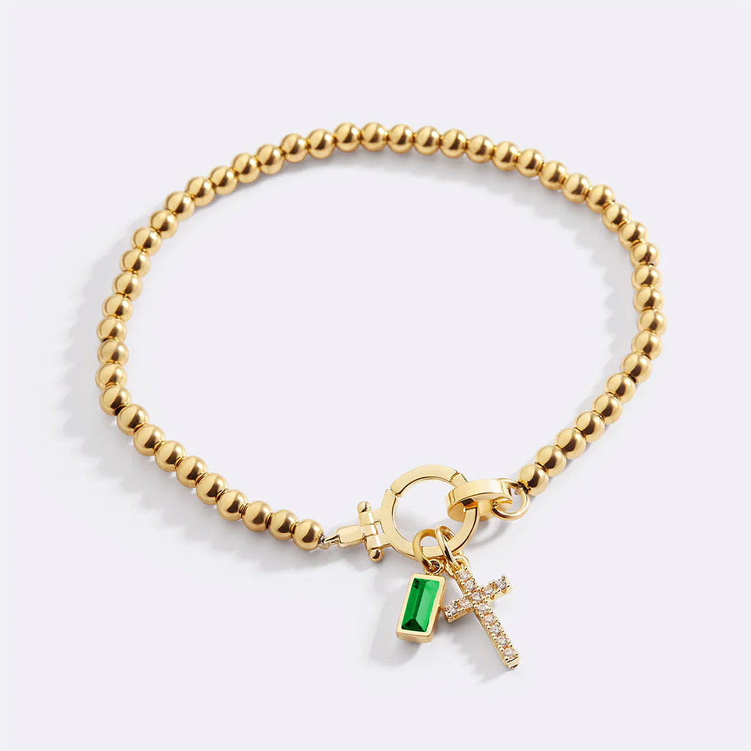 Eli – Armband mit Geburtsstein und Kreuzanhänger
