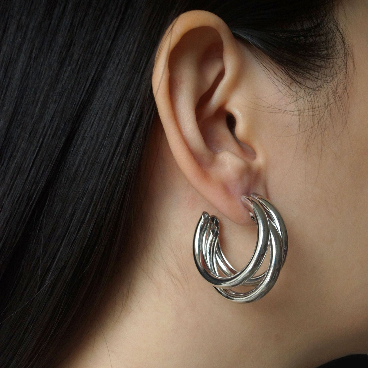 Mila - Dreifach audaz Ohrringe in Silber