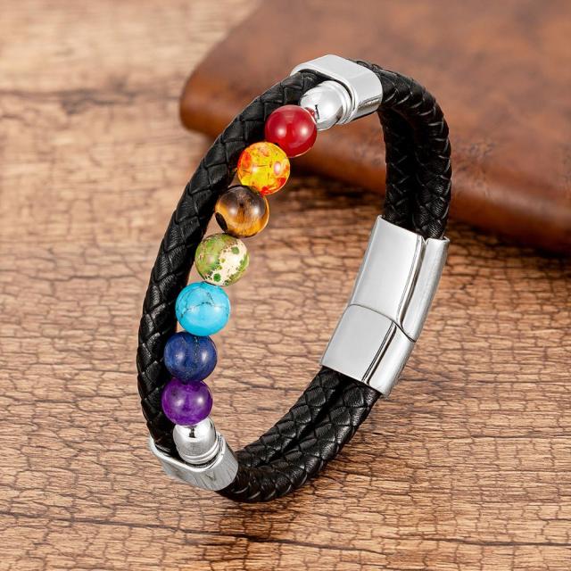 Zenaro – Lederarmband Gleichgewicht 7 Chakras