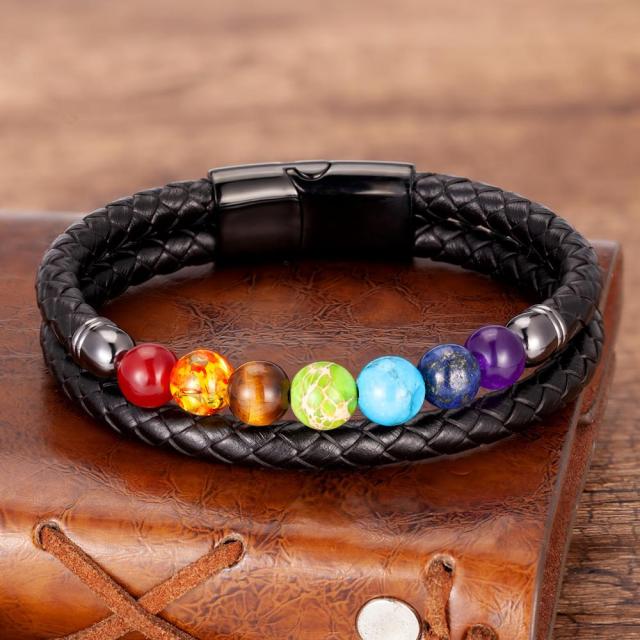 Zenaro – Lederarmband Gleichgewicht 7 Chakras