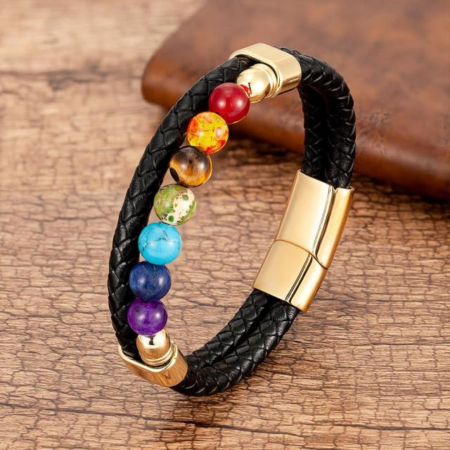 Zenaro – Lederarmband Gleichgewicht 7 Chakras